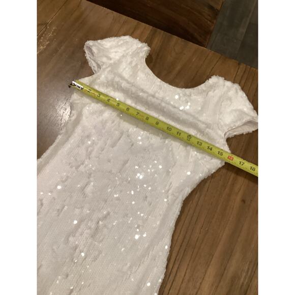 Dress the Population marcella white Sequin Bodycon low back Midi Dress Small - Picture 7 of 14